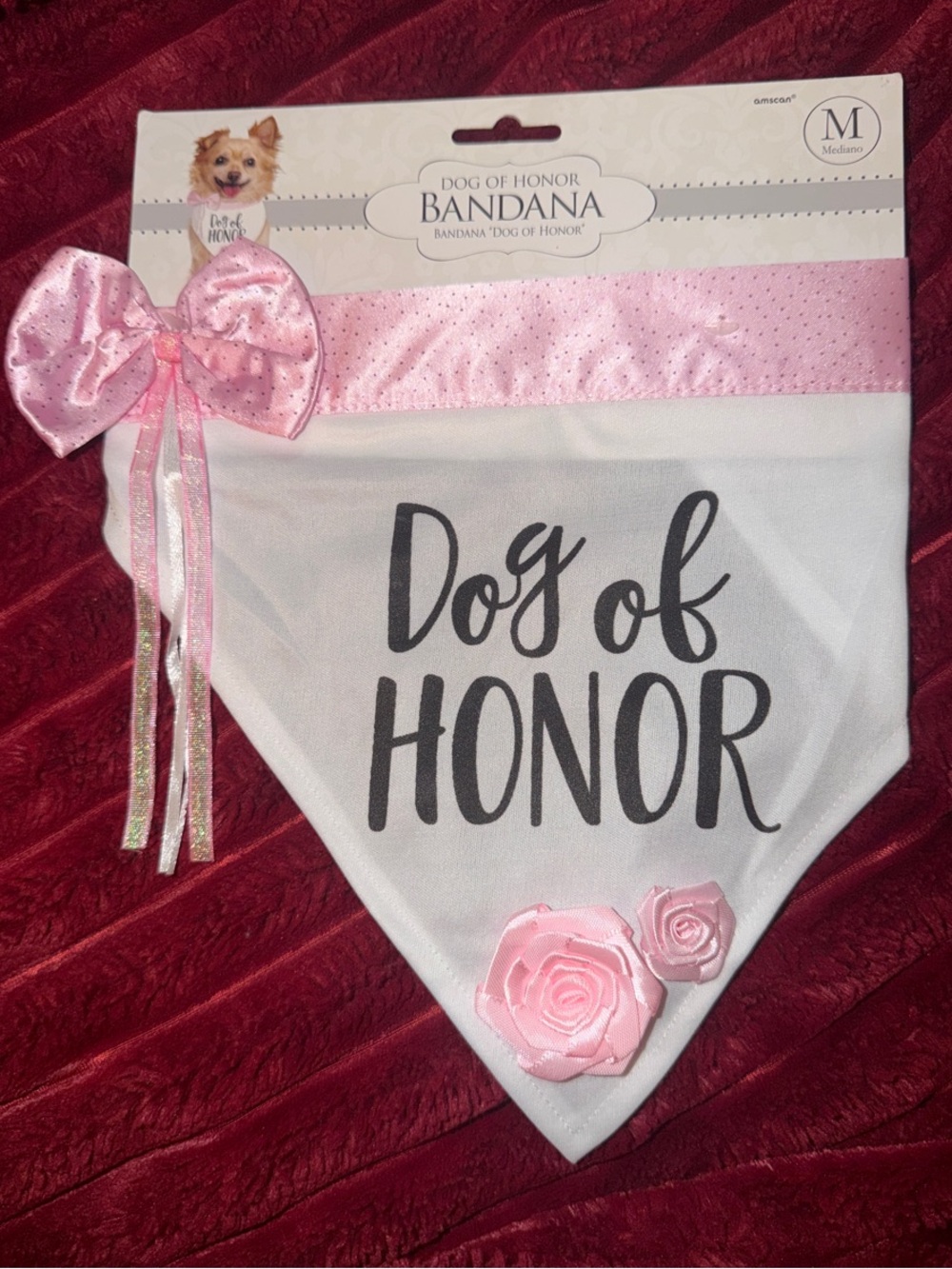 Dog of Honor Bandana - Pink & White